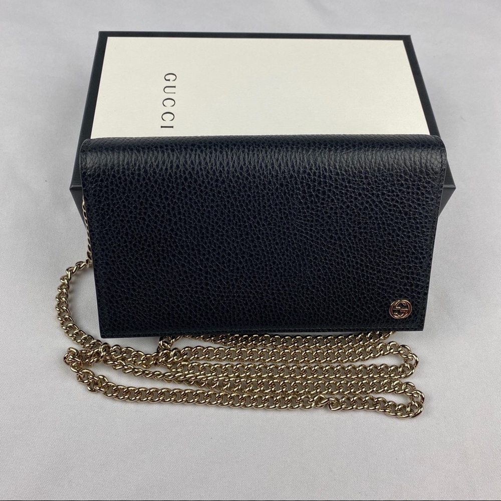NWT Gucci Black Small Crossbody Wallet With Chain